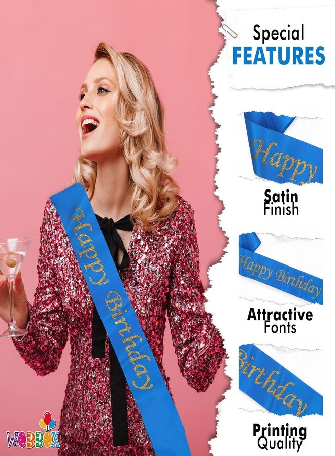 ووبوكس وشاح عيد ميلاد للبنات من ووبوكس، وشاح عيد ميلاد سعيد للبنات، وشاح عيد ميلاد للأطفال، وشاح عيد ميلادي، زينة عيد ميلاد، عيد ميلاد سعيد لامع باللونين الأزرق والذهبي (قطعة واحدة) (FP3568) - Image 4